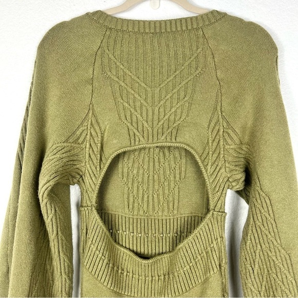 Free People Emmaline Mini Dress Knit Long Sleeve Boho green color size S - Picture 10 of 13